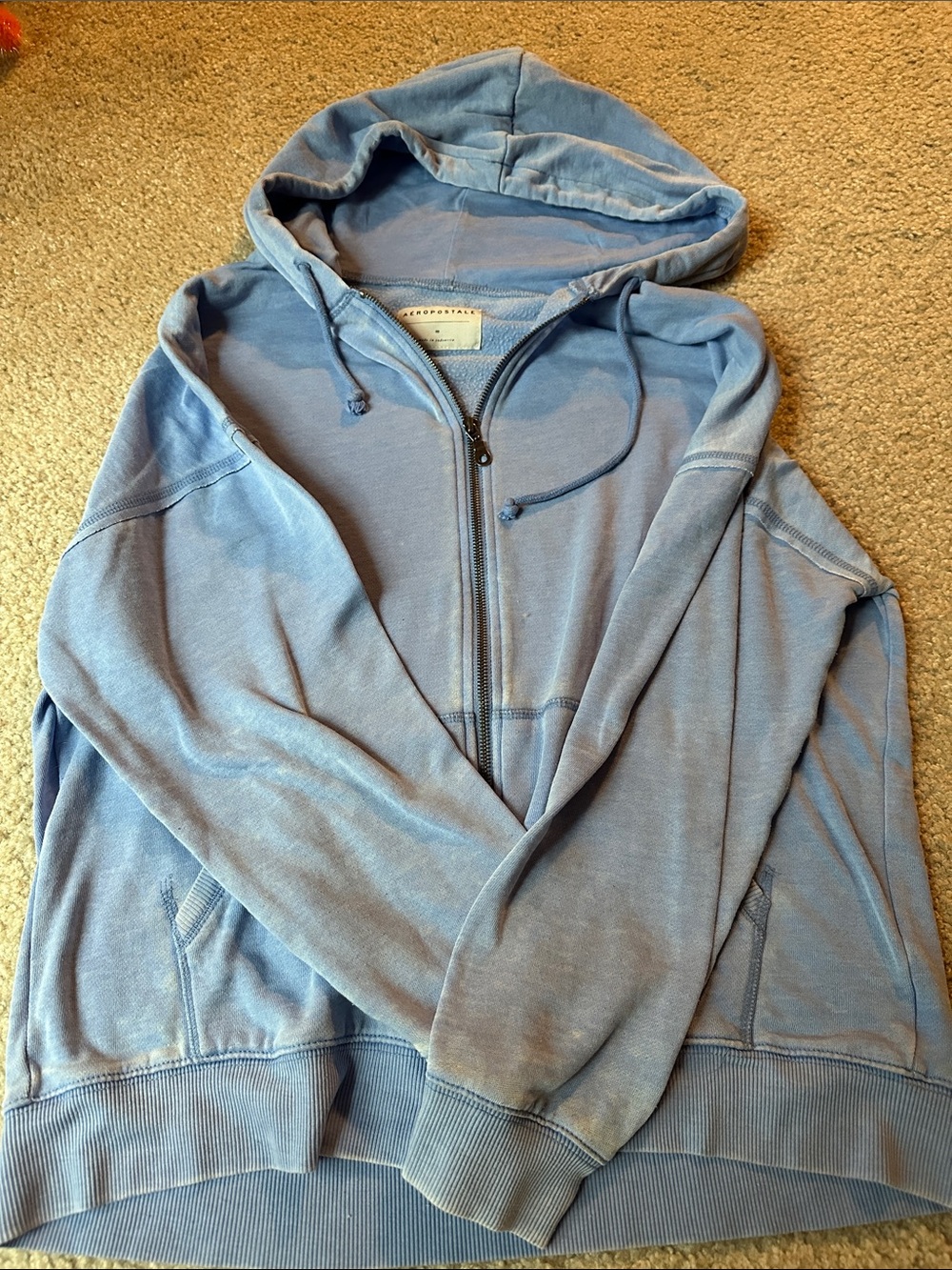 Aeropostale Pale Blue Full-Zip Hooded Sweatshirt